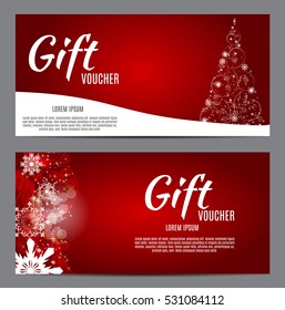 Christmas and New Year Gift Voucher, Discount Coupon Template Vector Illustration EPS10