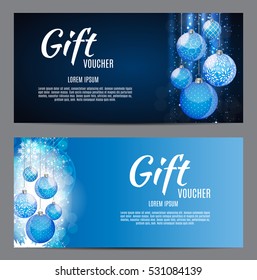 Christmas and New Year Gift Voucher, Discount Coupon Template Vector Illustration EPS10