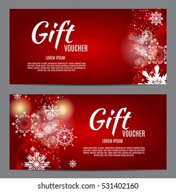 Christmas and New Year Gift Voucher, Discount Coupon Template Vector Illustration EPS10