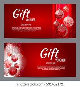 Christmas and New Year Gift Voucher, Discount Coupon Template Vector Illustration EPS10