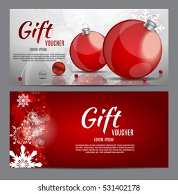 Christmas and New Year Gift Voucher, Discount Coupon Template Vector Illustration EPS10