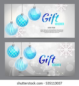 Christmas and New Year Gift Voucher, Discount Coupon Template Vector Illustration EPS10