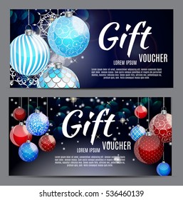 Christmas and New Year Gift Voucher, Discount Coupon Template Vector Illustration. EPS10