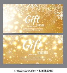 Christmas and New Year Gift Voucher, Discount Coupon Template Vector Illustration EPS10