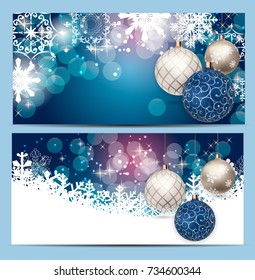 Christmas and New Year Gift Voucher, Discount Coupon Template Vector Illustration EPS10
