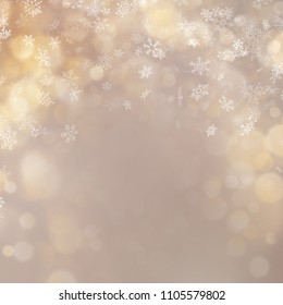 Christmas and New Year gold defocused bokeh lights background. EPS 10