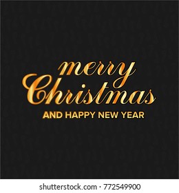 Christmas and New Year golden typography with black background.