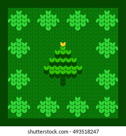 christmas and new year green  pattern with new year tree