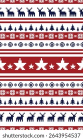 Christmas and New Year green and white seamless pattern, fairytale pixel pattern in white and green with Nordic snowflakes for winter hats, ugly sweaters, jumpers. wallpaper, paper or other design