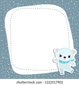 Christmas and new year greeting card with polar bear and space for your text.