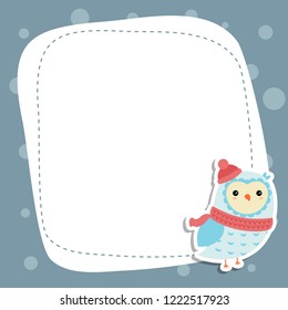 Christmas and new year greeting card with owl and space for your text.
