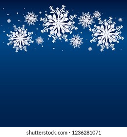 Christmas and new year greeting card, 3D vector snowflakes paper cutting