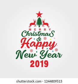 Christmas and new year greeting card lettering style
