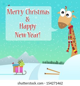 Christmas and new year greeting card