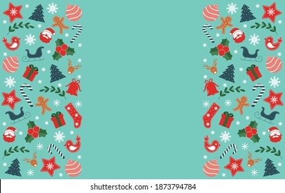 Christmas and New Year greeting card. Christmas banner with ornament. Vector illustration.