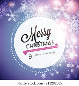 Christmas and New year greeting card - vector illustration. Sparkle background