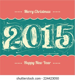 Christmas and New Year greeting card vector template.