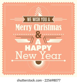 Christmas and New Year greeting card. Vector illustration.