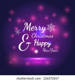 Christmas and New Year greeting card. Vector illustration.