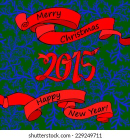 Christmas and New Year greeting card vector