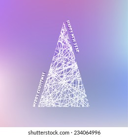 Christmas and New Year greeting card.  Abstract Christmas tree. Vector illustration. 