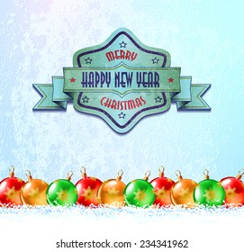 christmas and new year greeting card, vector illustration