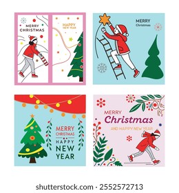 Christmas and New year greeting card bundle. holiday photo, custom greeting, festive season, Christmas template and New Year card template.