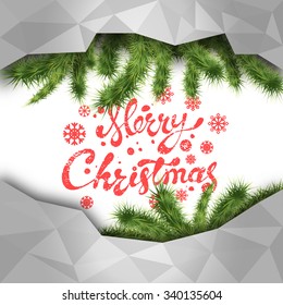 Christmas and New Year greeting card with polygonal background. Vector illustration.