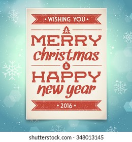 Christmas and New Year greeting card with typography