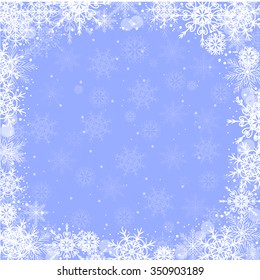 Christmas and New Year greeting card with snowflakes frame.