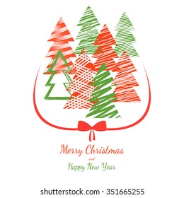 Christmas and New Year greeting card, compliment post card