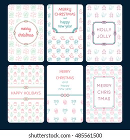 Christmas and New Year greeting card design. Xmas set for greeting cards, invitations and other holiday design. Isolated vector illustration