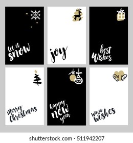 Christmas and New Year greeting card templates collection. Vector illustrations for greeting cards, website and mobile banners, marketing material.