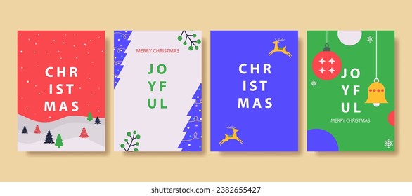 Christmas and New Year greeting cards set. Modern vector illustration concepts for greeting card  website and mobile website banner party invitation card  posters  social media banners