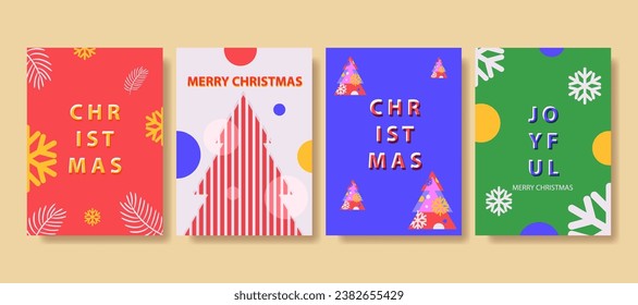 Christmas and New Year greeting cards set. Modern vector illustration concepts for greeting card  website and mobile website banner party invitation card  posters  social media banners