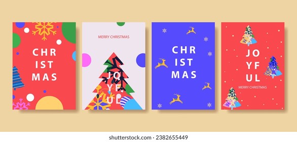 Christmas and New Year greeting cards set. Modern vector illustration concepts for greeting card  website and mobile website banner party invitation card  posters  social media banners