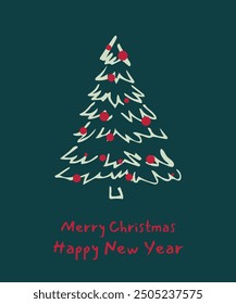 Christmas and New Year greeting cards with trees in doodle style. Hand-drawn Christmas trees. Vector illustration. 
drawn by me