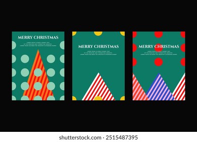 Conjunto de Navidades y tarjetas de felicitación de Nuevo año. Ilustración vectorial de estilo moderno.