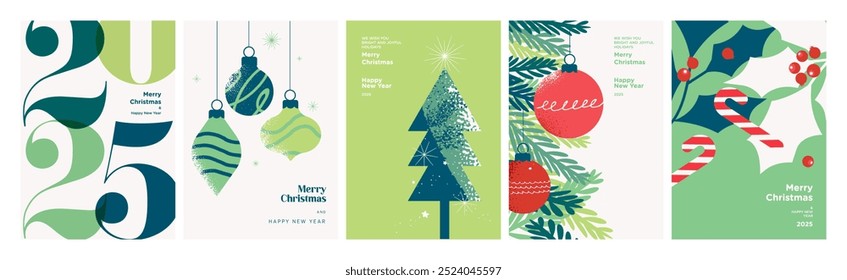 Christmas and New Year Greeting Cards. Vector illustration concepts for background, greeting card, party invitation card, website banner, social media banner, marketing material.