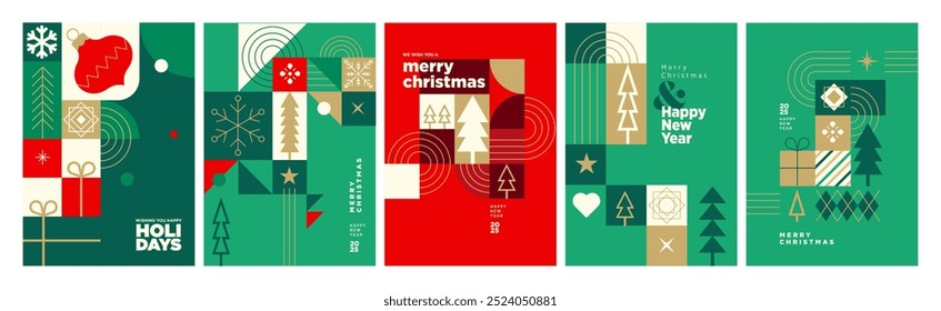 Christmas and New Year Greeting Cards. Vector illustration concepts for background, greeting card, party invitation card, website banner, social media banner, marketing material.