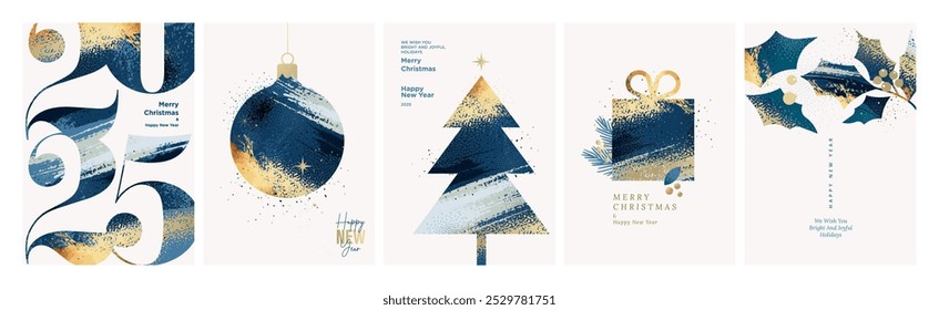 Christmas and New Year Greeting Cards. Vector illustration concepts for background, greeting card, party invitation card, website banner, social media banner, marketing material.