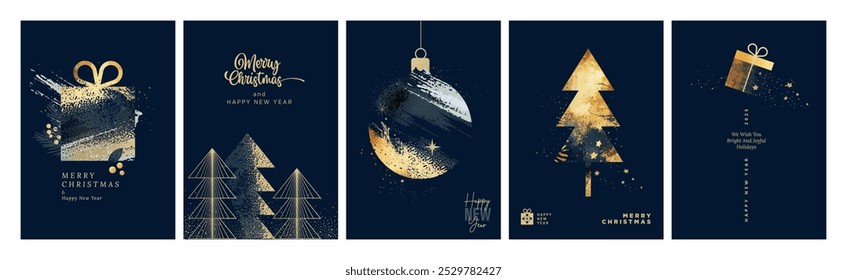 Cartões de Natal e Ano Novo. Conceitos de ilustração vetorial para plano de fundo, cartão de saudação, cartão de convite de festa, banner de site, banner de mídia social, material de marketing.