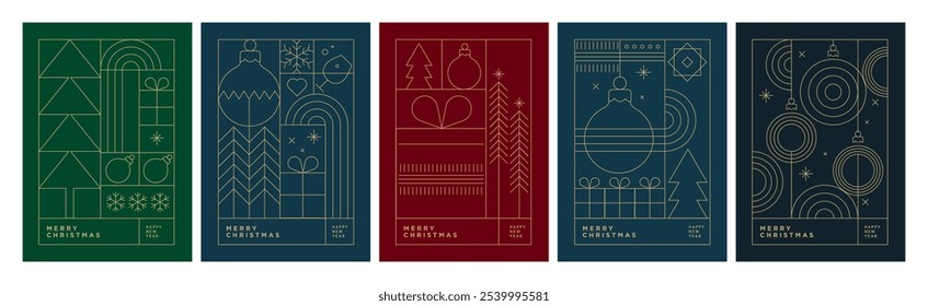 Navidades y tarjetas de felicitación de Nuevo año. Conceptos de Ilustración vectorial para el fondo, tarjeta de felicitación, tarjeta de invitación del partido, Anuncio de Sitio web, Anuncio de redes sociales, material de marketing.