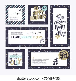 Christmas and New Year greeting cards collection. Flat design vector illustration concepts for greeting cards, web banner, flayer brochure, party invitation card.
