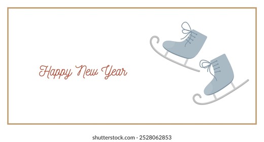 Christmas and New Year Greeting Horizontal Card or Invitation Template. Vintage Elegant Christmas or New Year Decoration Illustration. Happy Merry Xmas Greeting Party Banner Design Background