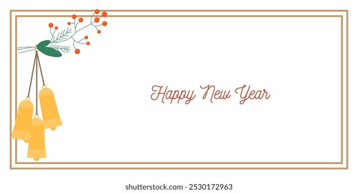 Christmas and New Year Greeting Horizontal Card or Invitation Template. Vintage Elegant Christmas or New Year Decoration Illustration. Happy Merry Xmas Greeting Party Banner Design Background