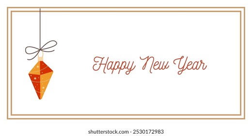 Christmas and New Year Greeting Horizontal Card or Invitation Template. Vintage Elegant Christmas or New Year Decoration Illustration. Happy Merry Xmas Greeting Party Banner Design Background