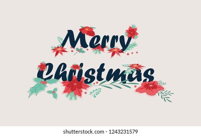 Christmas and new year greeting simple card, flat design style ,vector illustration.