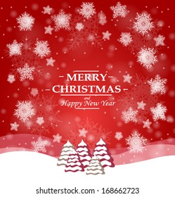 Christmas and New Year greetings background for winter holidays card