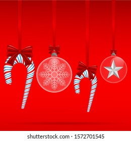 Christmas And New year greetings card, vector illustration for holiday background. With nice candy cane